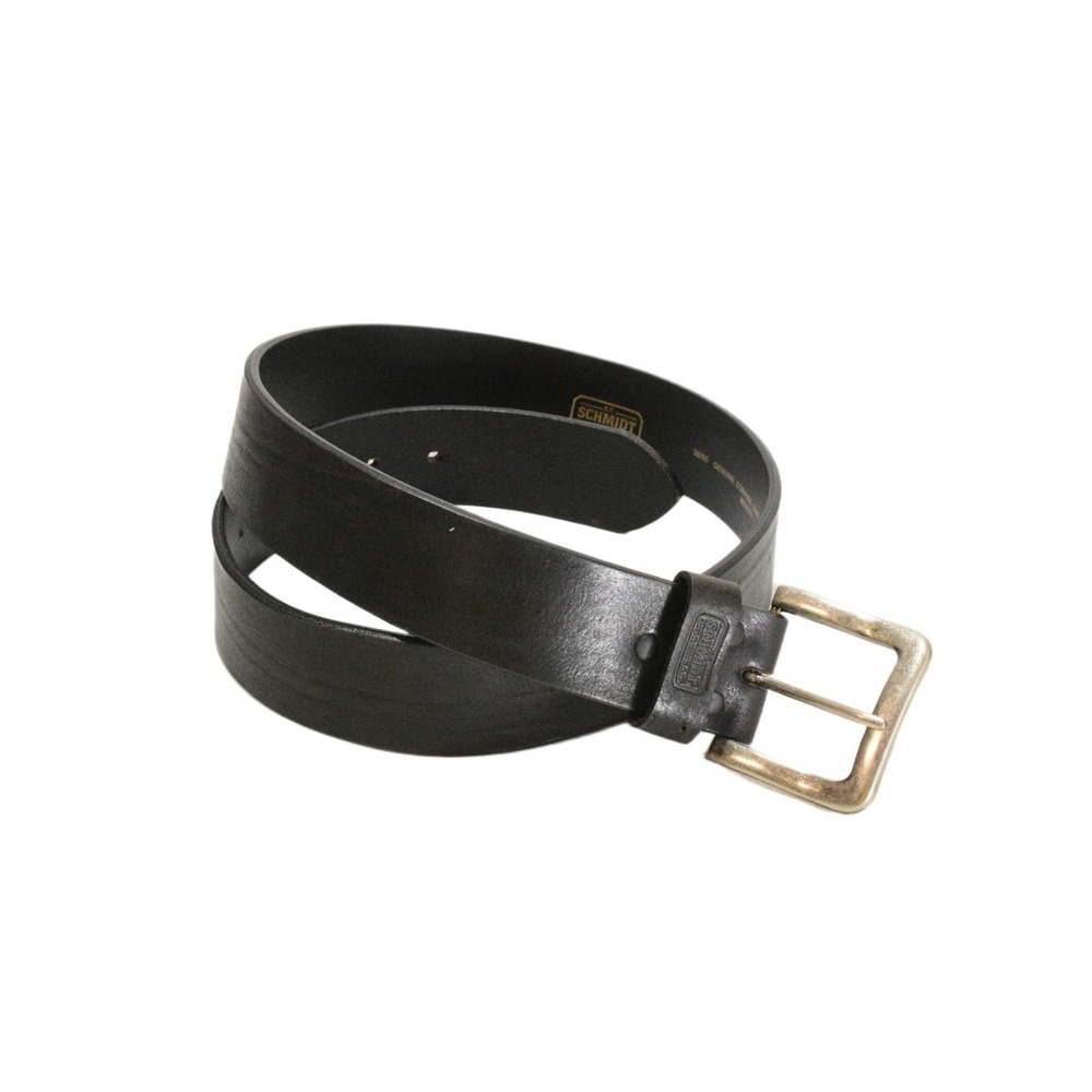 Schmidt Workwear Genuine Cowhide Leather Belt Mens Size 38 Black Silver Buckle